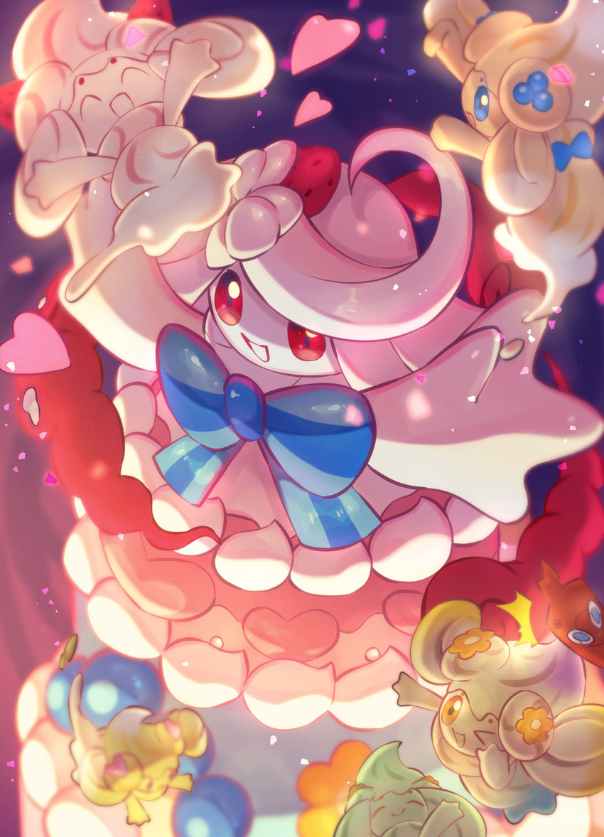 rotom, rotom phone, alcremie, and gigantamax alcremie (pokemon) drawn by nullma