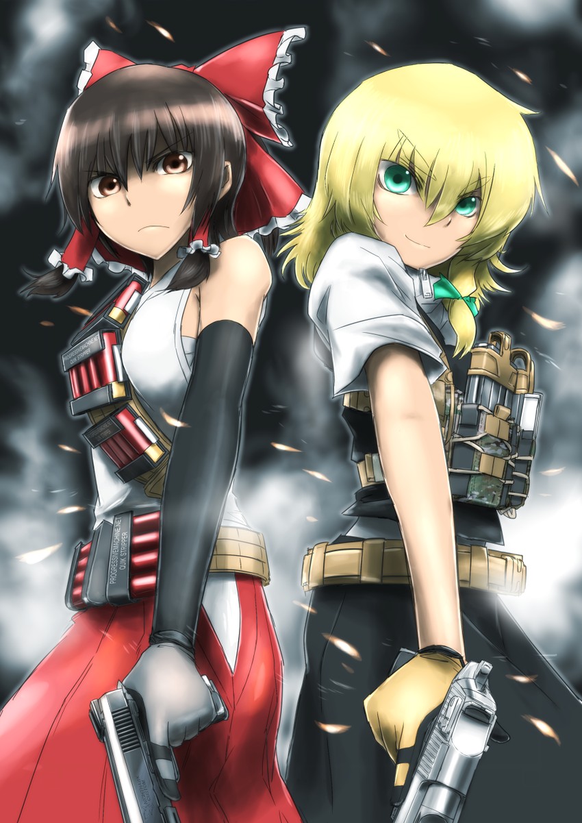 hakurei reimu and kirisame marisa (touhou) drawn by didloaded