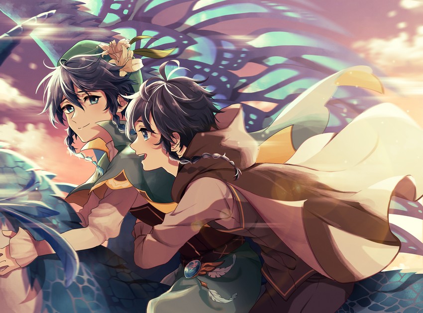 venti, dvalin, and nameless bard (genshin impact) drawn by nezu_(se_aroe)