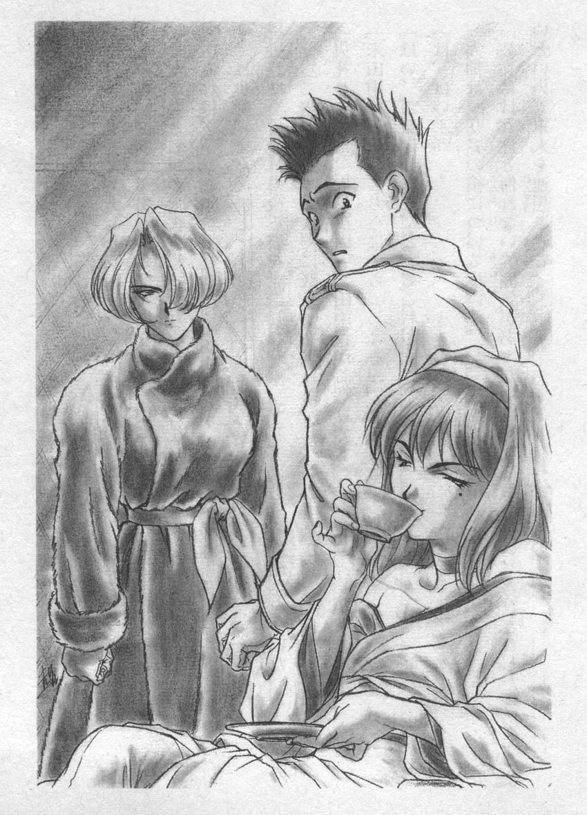 kanzaki sumire, maria tachibana, and oogami ichirou (sakura taisen) drawn by okuda_matsuri