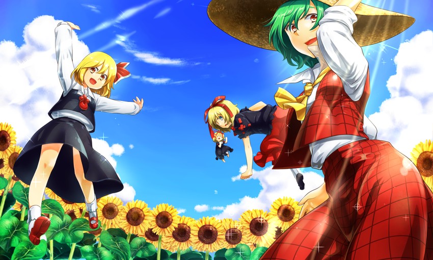 rumia, kazami yuuka, medicine melancholy, and su-san (touhou) drawn by shirane_koitsu