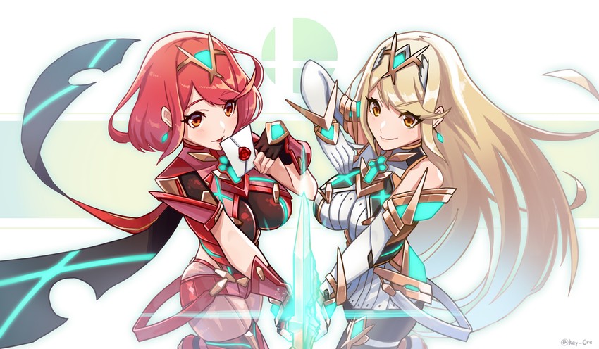 pyra and mythra (xenoblade chronicles and 2 more) drawn by hey_cre