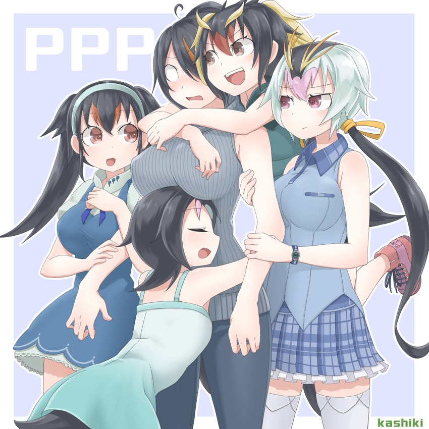 emperor penguin, humboldt penguin, royal penguin, rockhopper penguin, and gentoo penguin (kemono friends) drawn by kurosawa_(kurosawakyo)