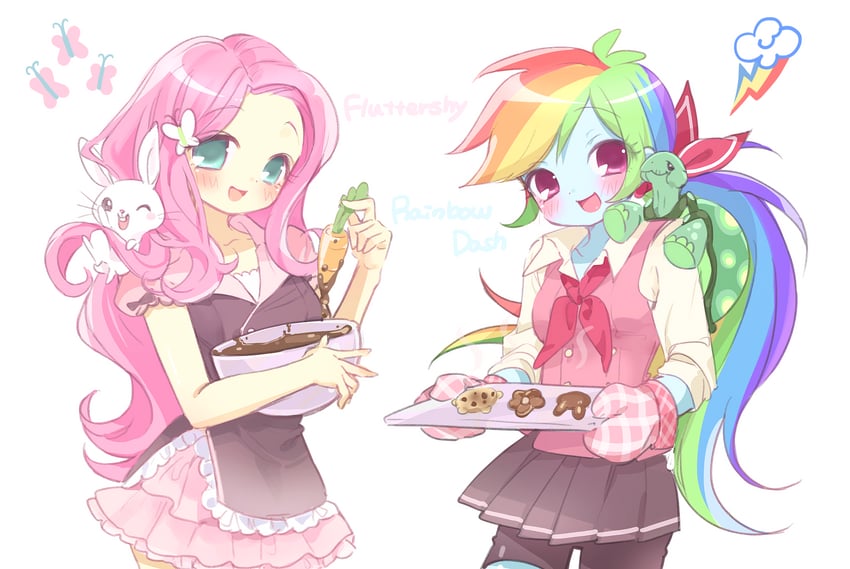 fluttershy, rainbow dash, angel bunny, and tank (my little pony and 2 more) drawn by mipi_(u3u_00)