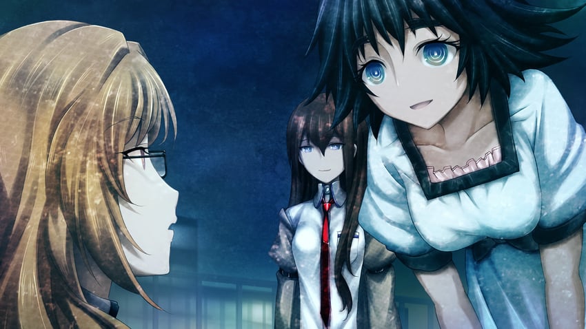 makise kurisu, shiina mayuri, and kiryuu moeka (steins;gate and 1 more) drawn by huke