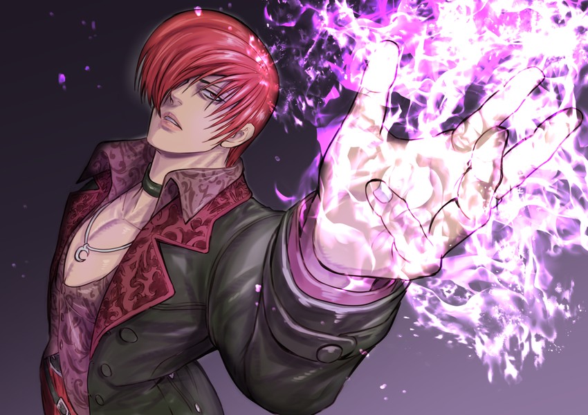 yagami iori (the king of fighters and 1 more) drawn by aoki_masahiko