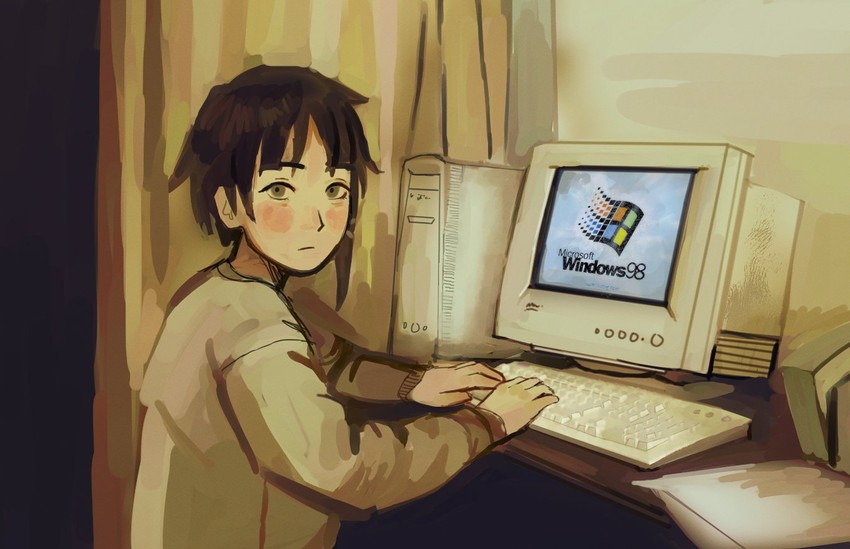 iwakura lain (microsoft windows and 3 more) drawn by io_(onisarashi)