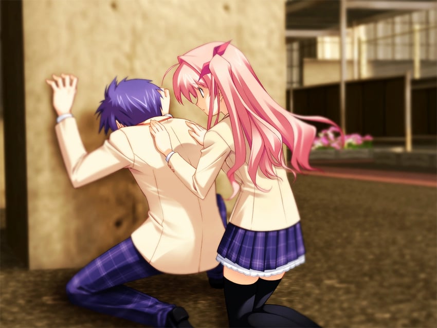 sakihata rimi and nishijou takumi (chaos;head) drawn by matsuo_yukihiro