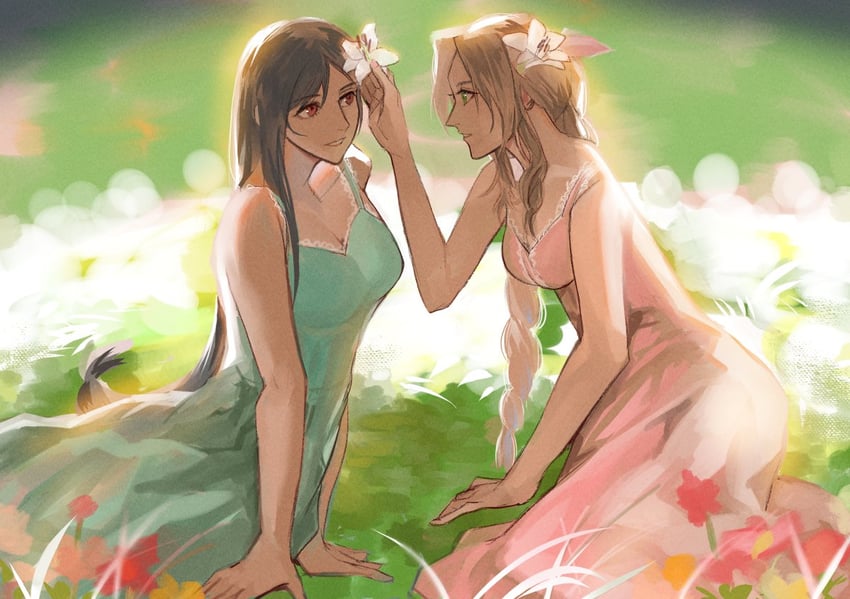 tifa lockhart and aerith gainsborough (final fantasy and 2 more) drawn by jjn_ff7