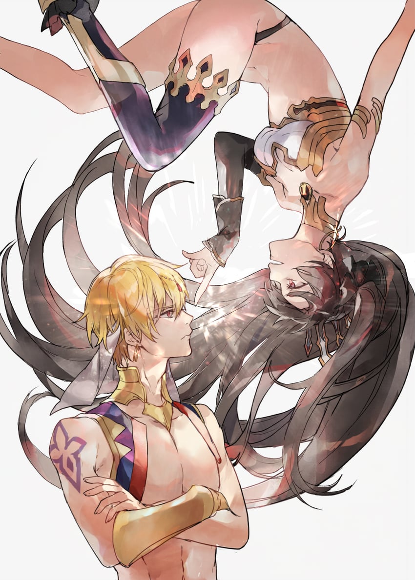 ishtar and gilgamesh (fate and 1 more) drawn by waltz_(tram)