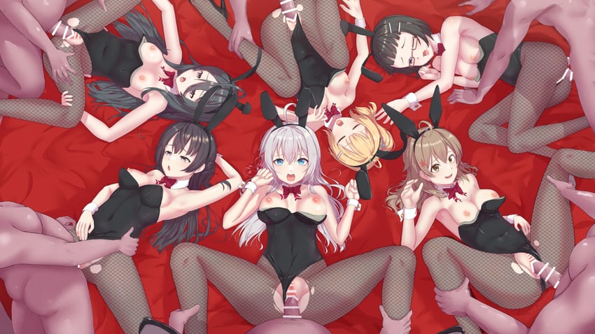 alisa mikhailovna kujou, suou yuki, mariya mikhailovna kujou, kimishima ayano, miyamae nonoa, and 1 more (tokidoki bosotto roshia-go de dereru tonari no alya-san) drawn by okina_(805197)
