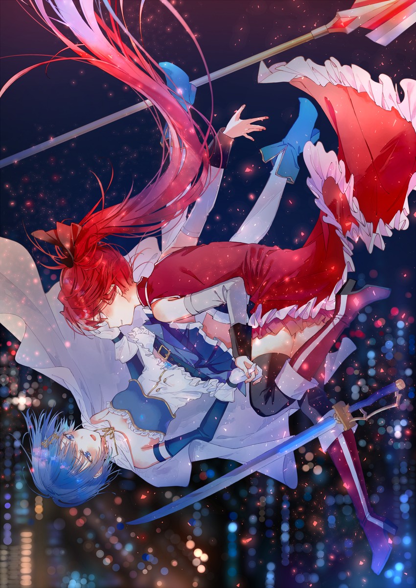 miki sayaka and sakura kyoko (mahou shoujo madoka magica) drawn by mirin_boshi