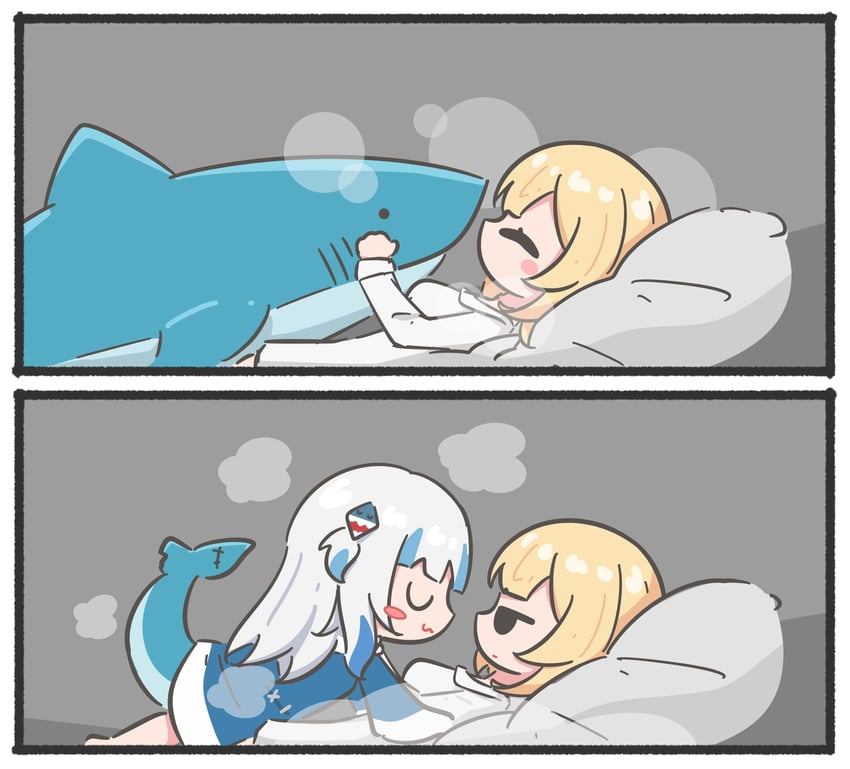 gawr gura and watson amelia (hololive and 1 more) drawn by mpien