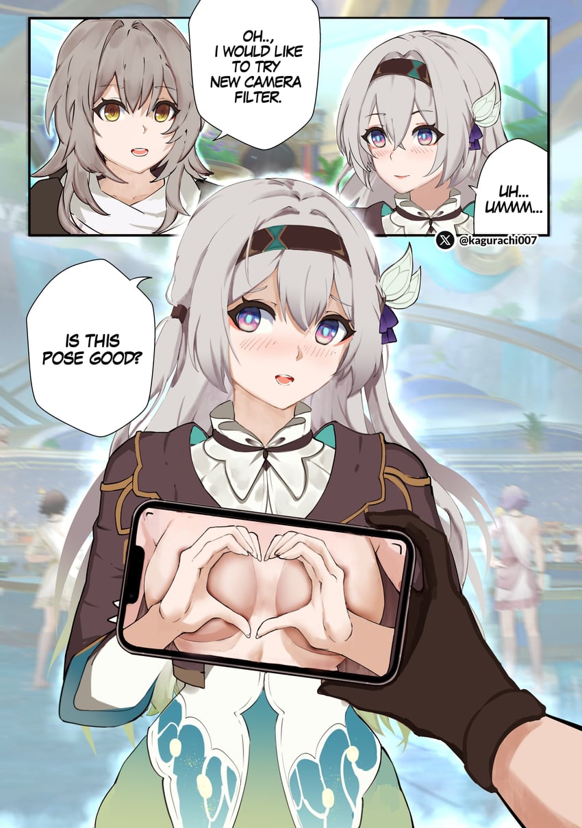 trailblazer, firefly, and stelle (honkai and 1 more) drawn by kagurachi