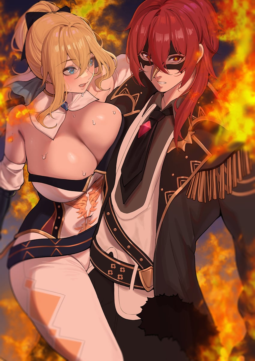 jean and diluc (genshin impact) drawn by kein_v