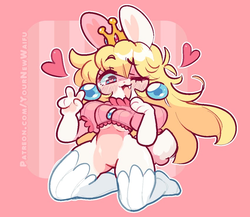 princess peach, rabbid, and rabbid peach (mario and 2 more) drawn by jaltoid
