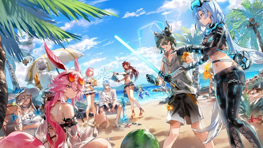 elysia, fu hua, yae sakura, aponia, griseo, and 9 more (honkai and 1 more) drawn by grape_(grapedraws)