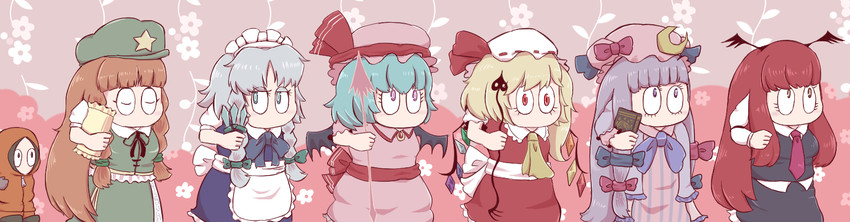 remilia scarlet, flandre scarlet, izayoi sakuya, patchouli knowledge, hong meiling, and 2 more (touhou and 1 more) drawn by yume_giwa