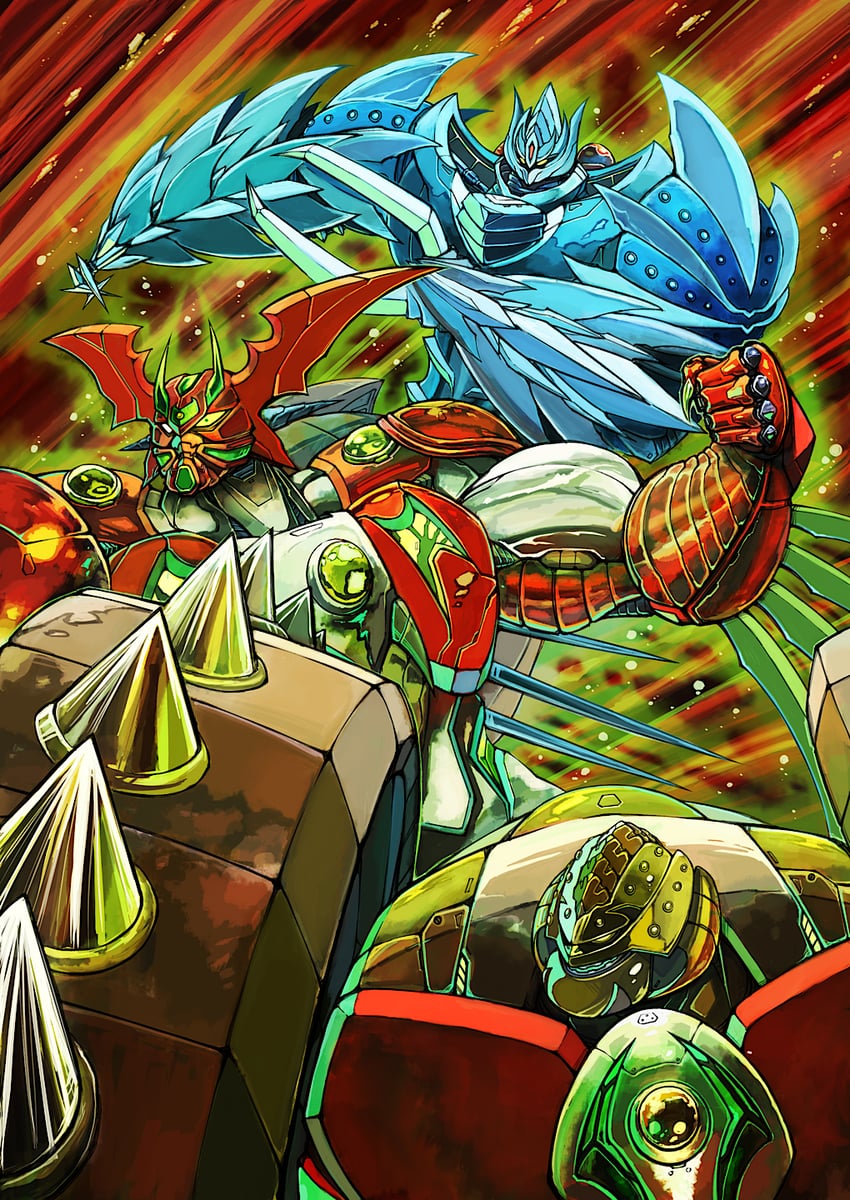 getter arc, getter khan, and getter kirik (getter robo and 1 more) drawn by yamanushi