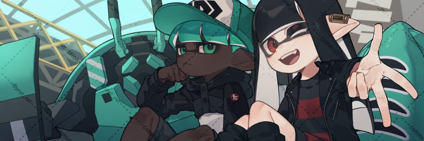 inkling player character, inkling girl, and inkling boy (splatoon and 1 more) drawn by prat_rat