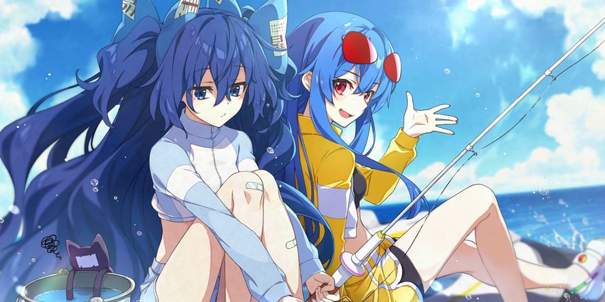 hinanawi tenshi and yorigami shion (touhou and 1 more) drawn by saipaco