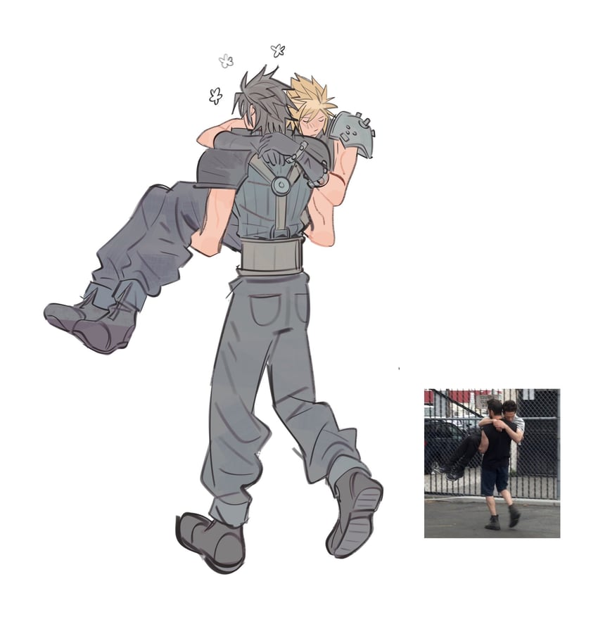 cloud strife and zack fair (final fantasy and 1 more) drawn by mmmckayyy