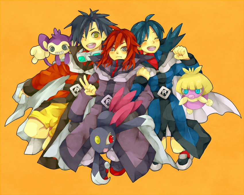 ethan, silver, kris, sneasel, aipom, and 1 more (pokemon and 2 more) drawn by kutta