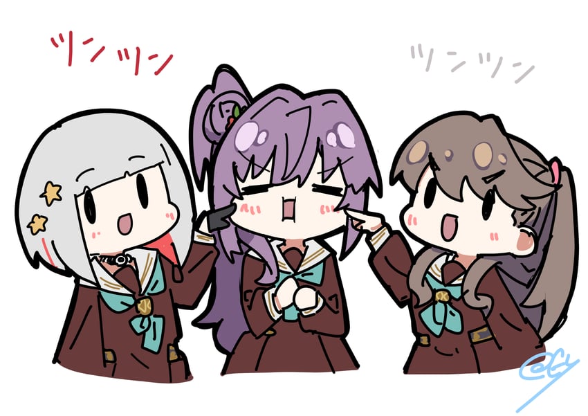 fujishima megumi, otomune kozue, and yugiri tsuzuri (love live! and 1 more) drawn by oofushi_ao