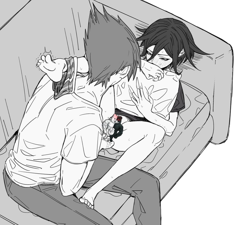 oma kokichi, monokuma, and momota kaito (danganronpa and 1 more) drawn by miri_(bossu_osu)