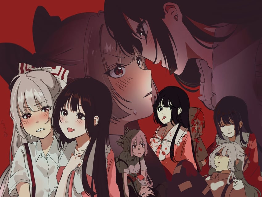 fujiwara no mokou and houraisan kaguya (touhou) drawn by jyazo_pic