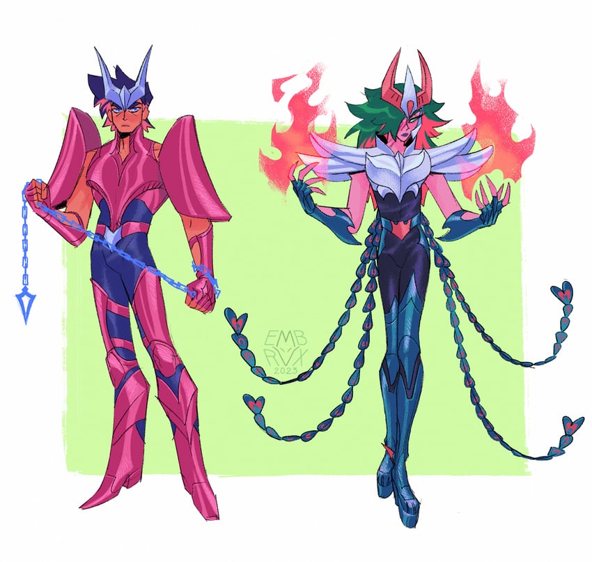 andromeda shun and phoenix ikki (saint seiya) drawn by embrvx