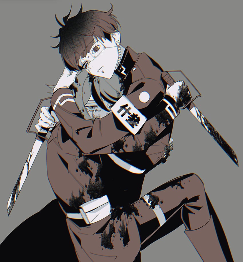 sumino takumi and omokage yugamu (the hundred line -last defense academy-) drawn by mito_(commando_seagal)