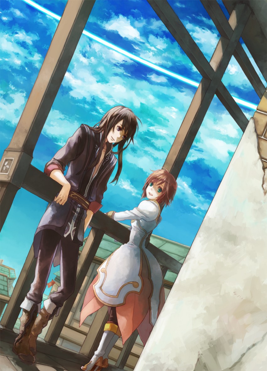 yuri lowell and estellise sidos heurassein (tales of and 1 more) drawn by shinono
