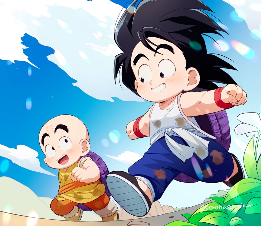 son goku and kuririn (dragon ball) drawn by aonagi_minami