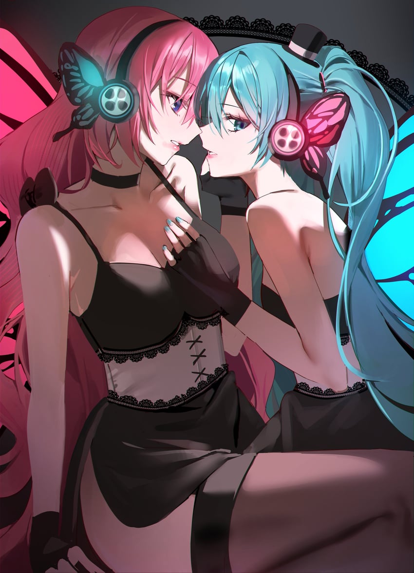 hatsune miku and megurine luka (vocaloid and 1 more) drawn by emduck