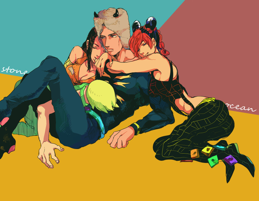kujo jolyne, foo fighters, ermes costello, and weather report (jojo no kimyou na bouken and 1 more) drawn by ekubo_(ciaobero)