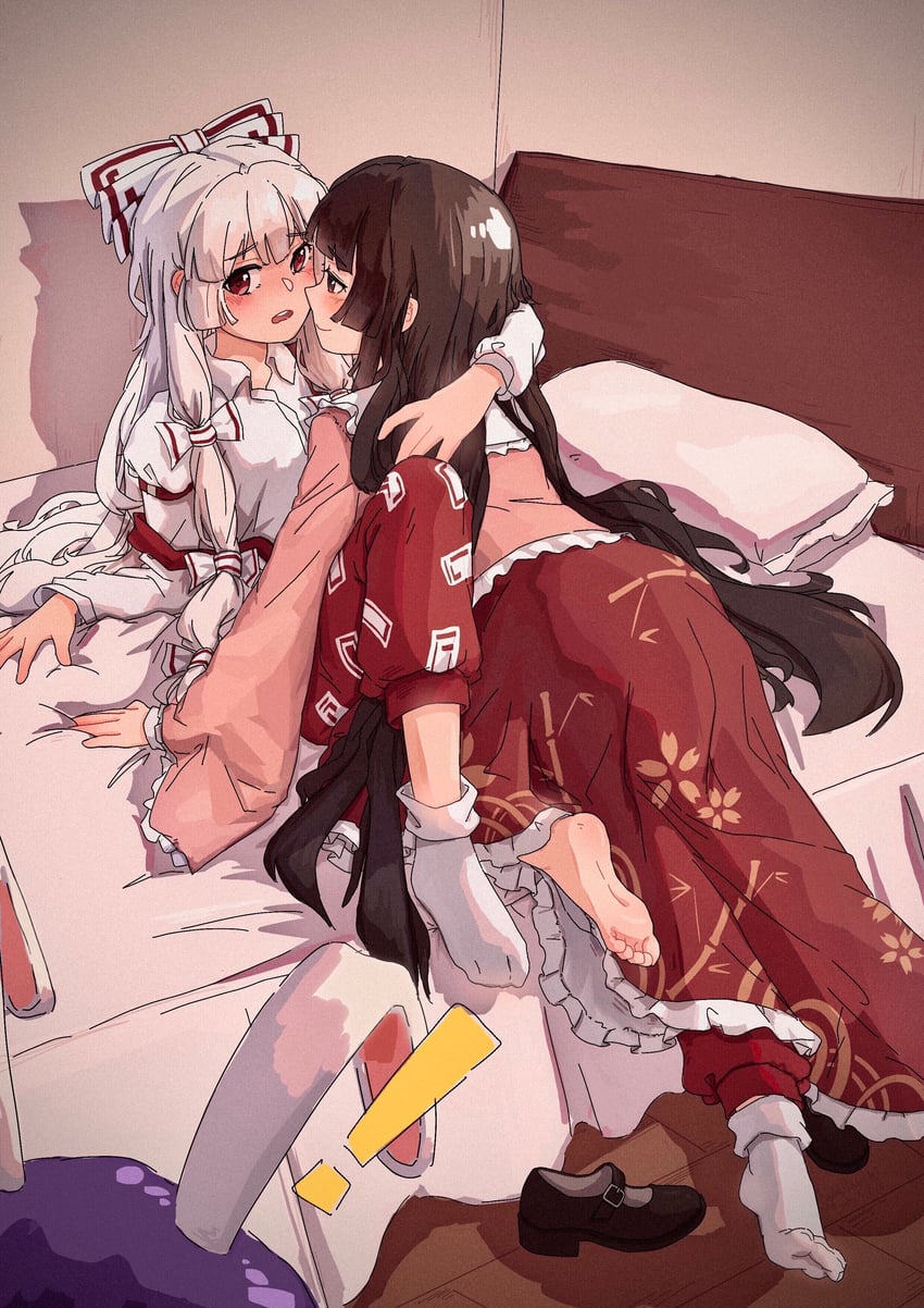 reisen udongein inaba, fujiwara no mokou, and houraisan kaguya (touhou) drawn by lyutikovski