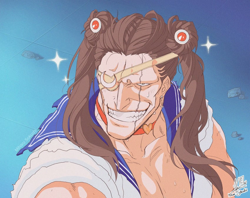 sailor moon and zaraki kenpachi (bishoujo senshi sailor moon and 1 more) drawn by miharu_sokushi