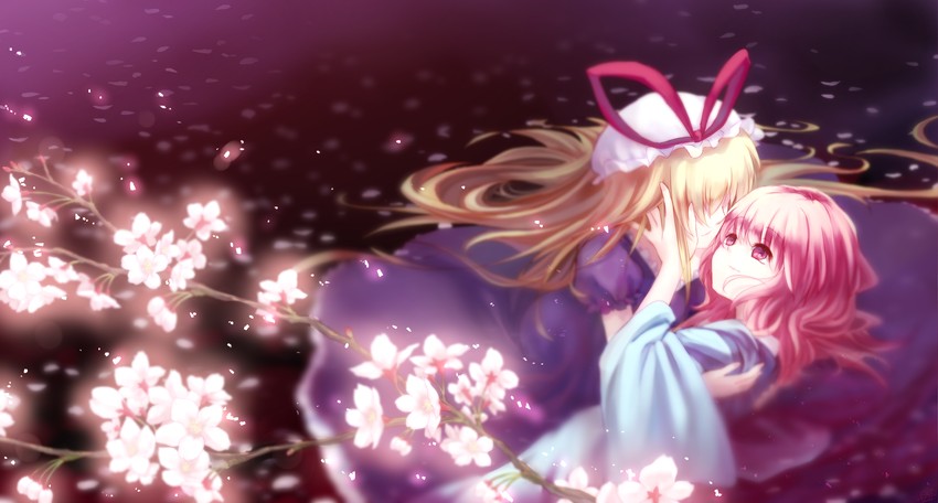 yakumo yukari and saigyouji yuyuko (touhou) drawn by dqn_(dqnww)