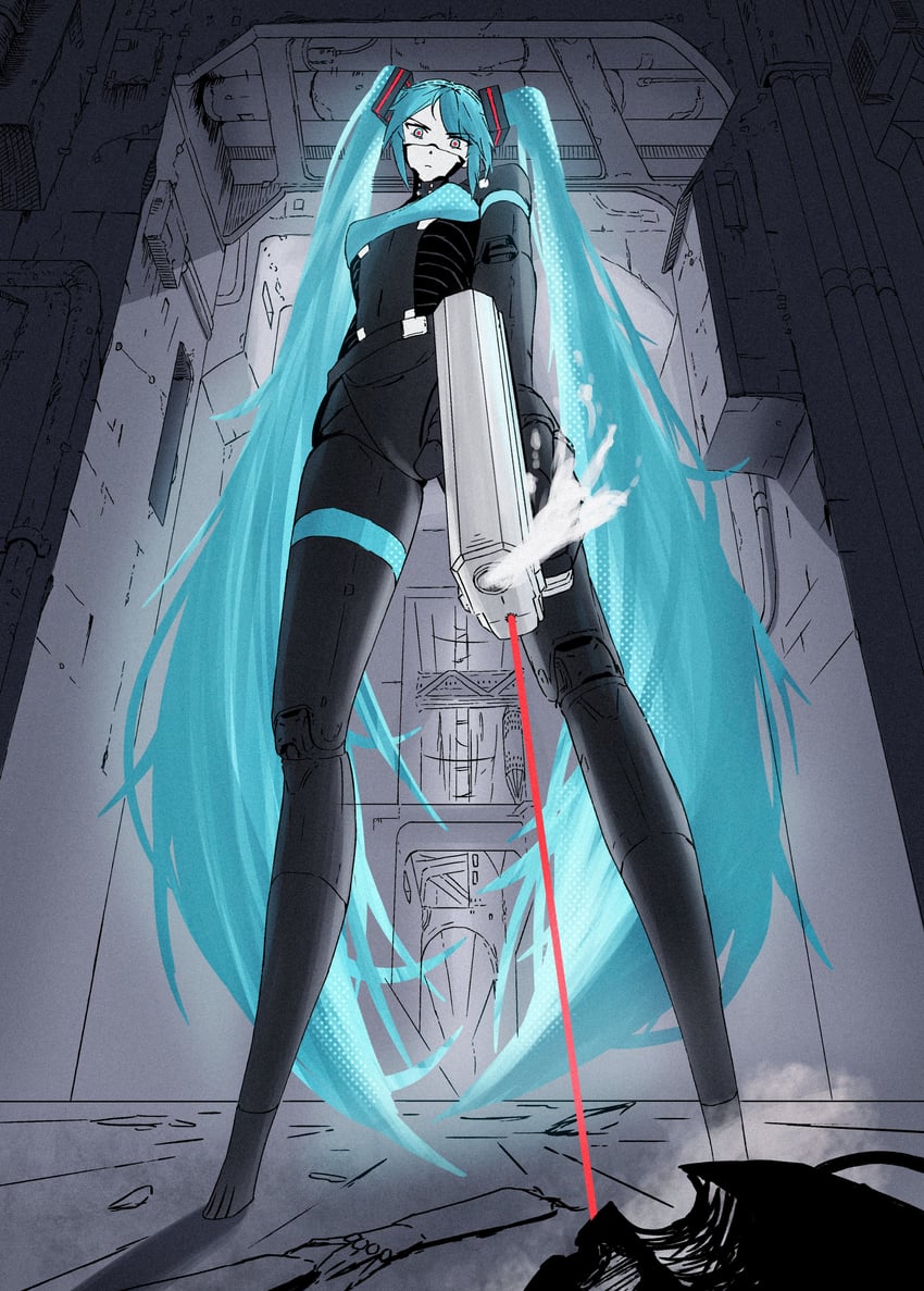 hatsune miku and elster (vocaloid and 1 more) drawn by sakotano