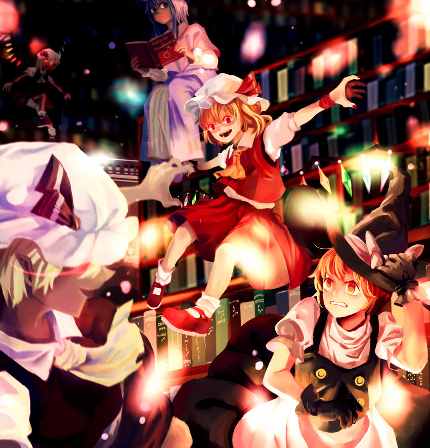 kirisame marisa, flandre scarlet, and patchouli knowledge (touhou) drawn by huang_gua