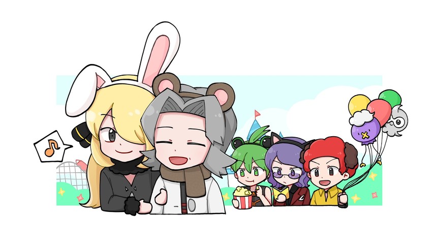 cynthia, drifloon, flint, castform, lucian, and 2 more (pokemon and 1 more) drawn by chae_lec