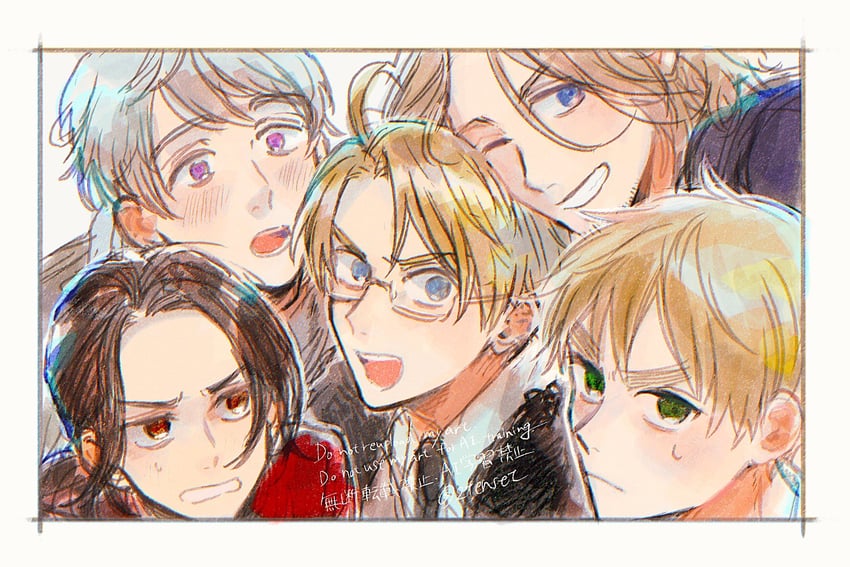 america, united kingdom, russia, china, and france (axis powers hetalia) drawn by 2tenset