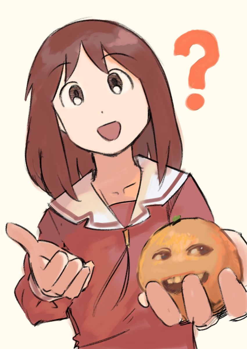 kasuga ayumu and annoying orange (azumanga daioh and 1 more) drawn by potsato