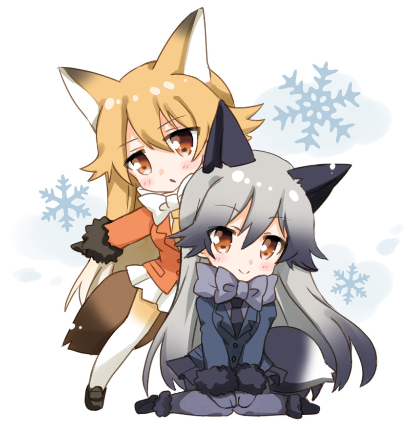 silver fox and ezo red fox (kemono friends) drawn by hizuki_yayoi