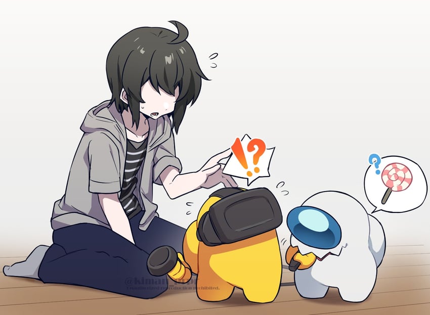crewmate, yellow, white, impostor, and they (original and 1 more) drawn by kiman