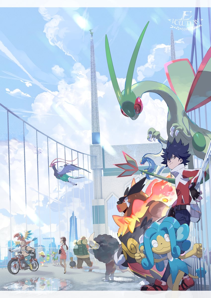 flygon, hugh, petilil, emboar, deerling, and 9 more (pokemon and 1 more) drawn by e_volution