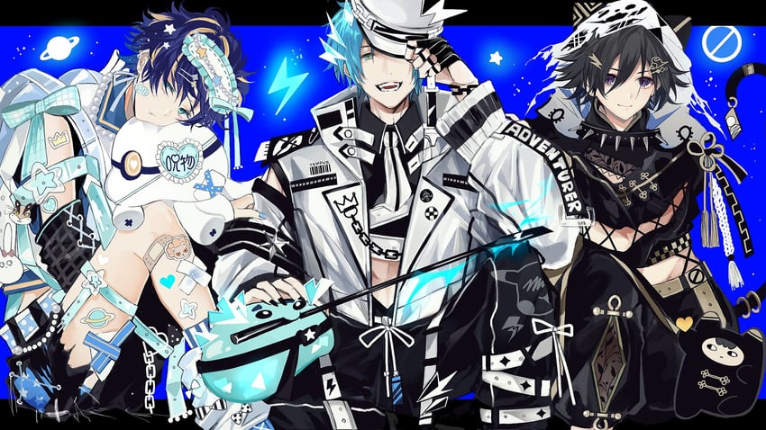 astel leda, kanade izuru, regis altare, poruneu, altventurer, and 2 more (holostars and 2 more) drawn by crown_(artist)