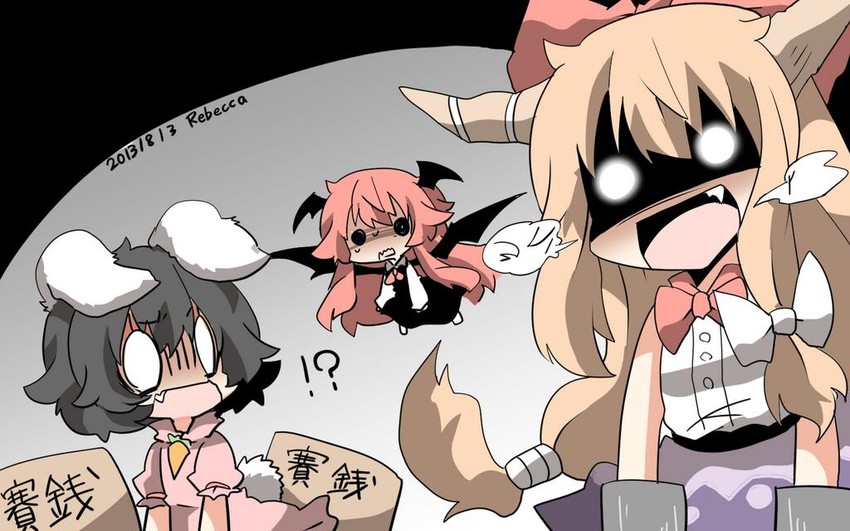 koakuma, ibuki suika, and inaba tewi (touhou) drawn by rebecca_(keinelove)