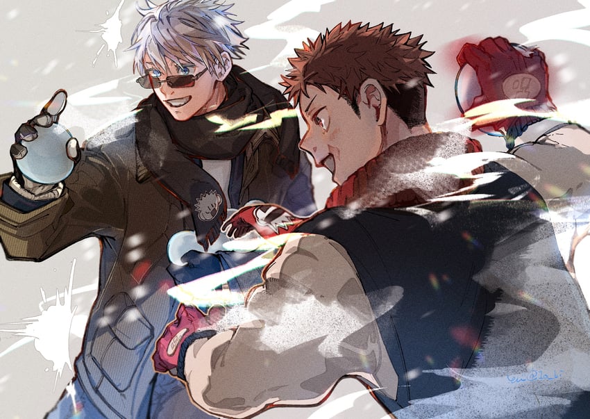 gojou satoru and itadori yuuji (jujutsu kaisen) drawn by ru_to_bi